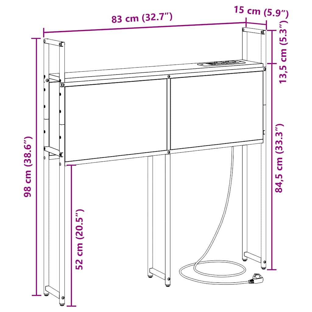 Opbevaringshovedgavl Sonoma-eg 80 Cm Konstrueret Træ - Billede 11