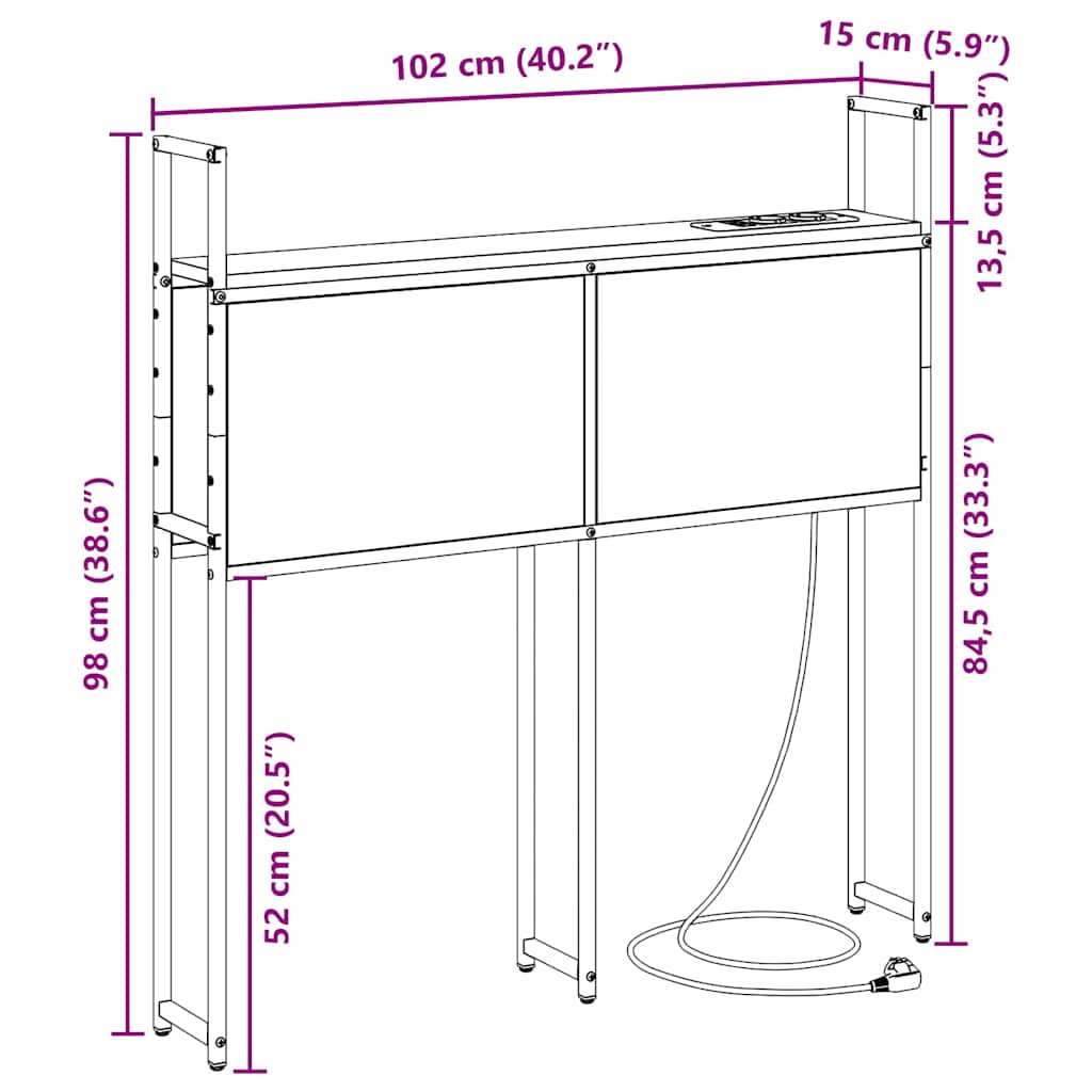 Opbevaringshovedgavl Sort Eg 100 Cm Konstrueret Træ - Billede 11