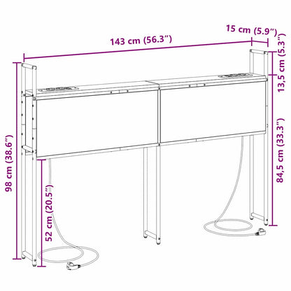 Opbevaringshovedgavl Sort Eg 140 Cm Konstrueret Træ - Billede 11