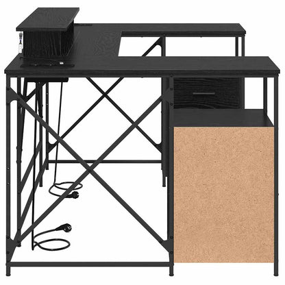 Bord Med Skuffe Sort Eg 182 X 101 X 87,5 Cm Konstrueret Træ - Billede 8