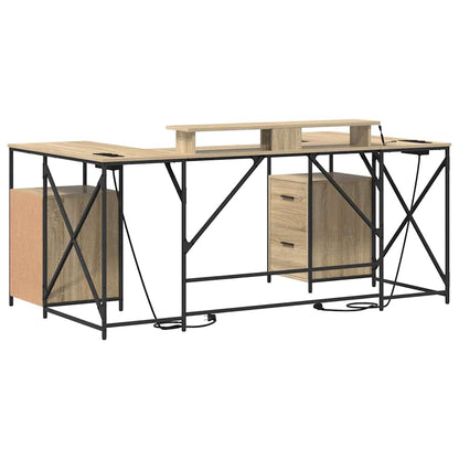Bord Med Skuffe Sonoma-eg 182 X 101 X 87,5 Cm Konstrueret Træ - Billede 9