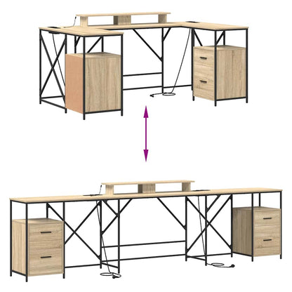Bord Med Skuffe Sonoma-eg 182 X 101 X 87,5 Cm Konstrueret Træ - Billede 13