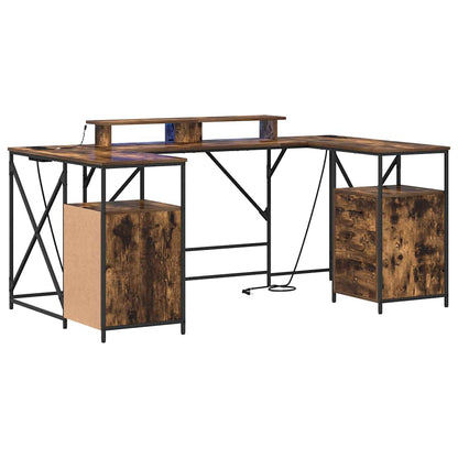 Bord Med Skuffe Røget Eg 182 X 101 X 87,5 Cm Konstrueret Træ - Billede 2