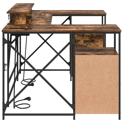 Bord Med Skuffe Røget Eg 182 X 101 X 87,5 Cm Konstrueret Træ - Billede 8