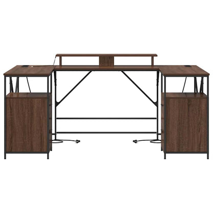 Bord Med Skuffe Brun Eg 182 X 101 X 87,5 Cm Konstrueret Træ - Billede 7