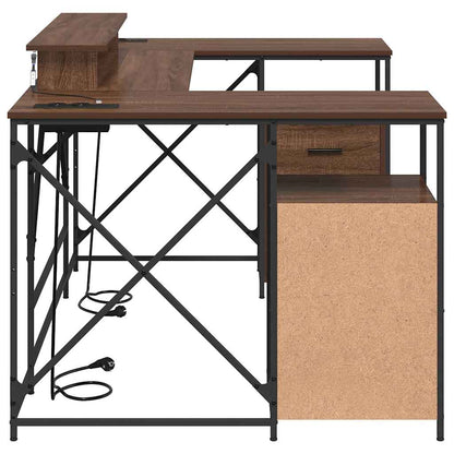 Bord Med Skuffe Brun Eg 182 X 101 X 87,5 Cm Konstrueret Træ - Billede 8
