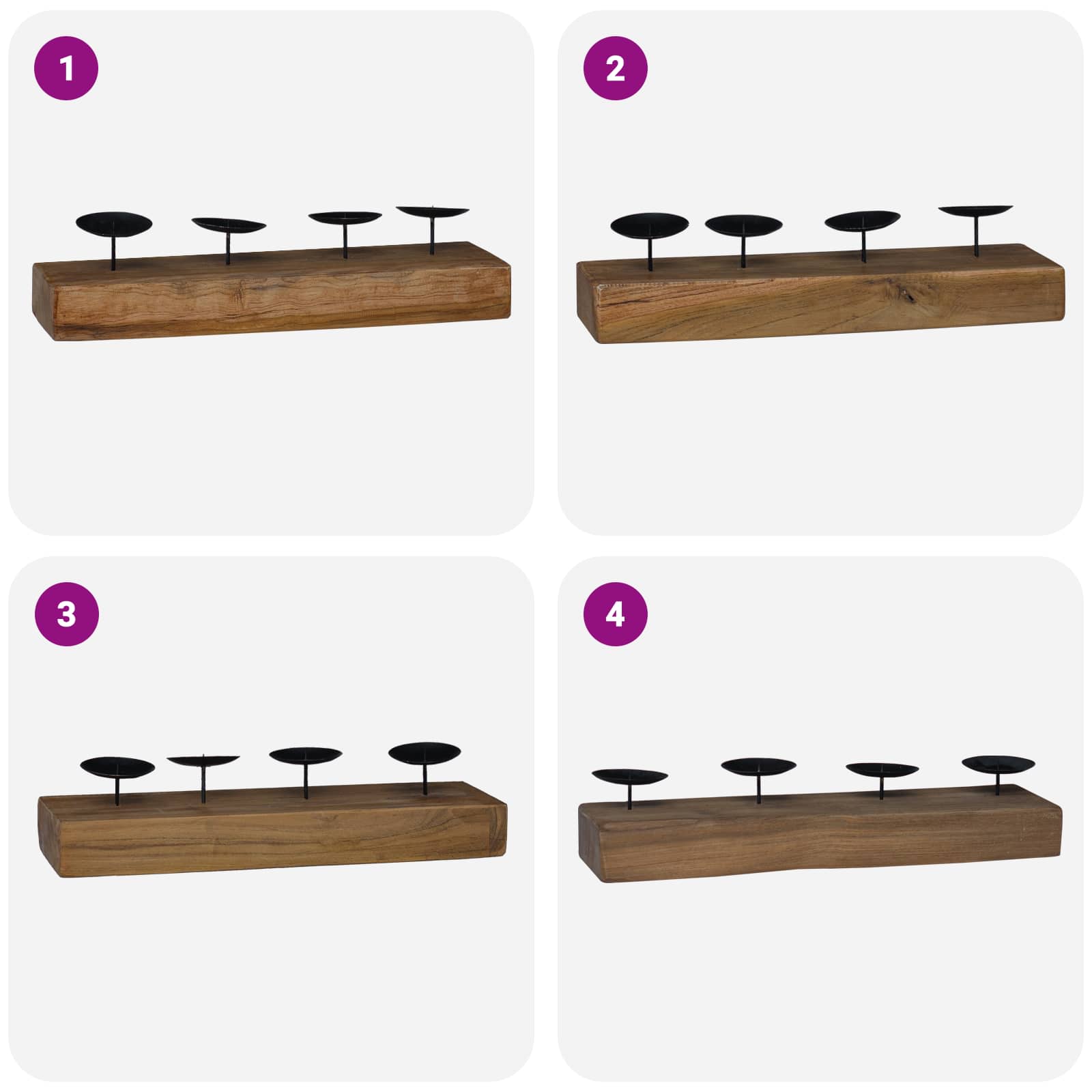 Lysestage Naturfarvet 50 X 15 X 10 Cm Massivt Teaktræ - Billede 4