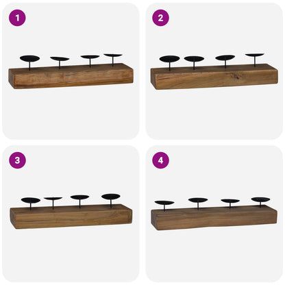 Lysestage Naturfarvet 50 X 15 X 10 Cm Massivt Teaktræ - Billede 4