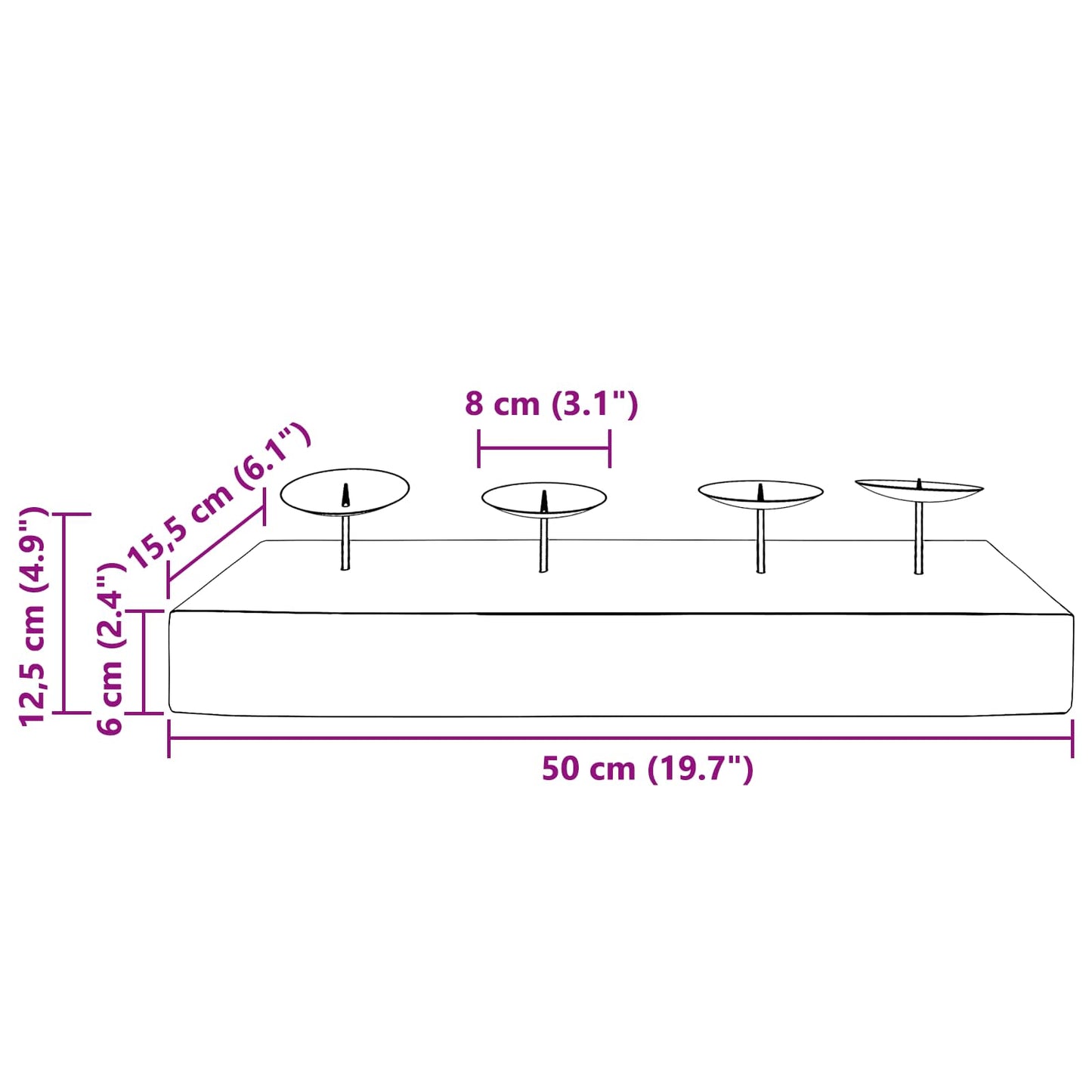Lysestage Naturfarvet 50 X 15 X 10 Cm Massivt Teaktræ - Billede 10