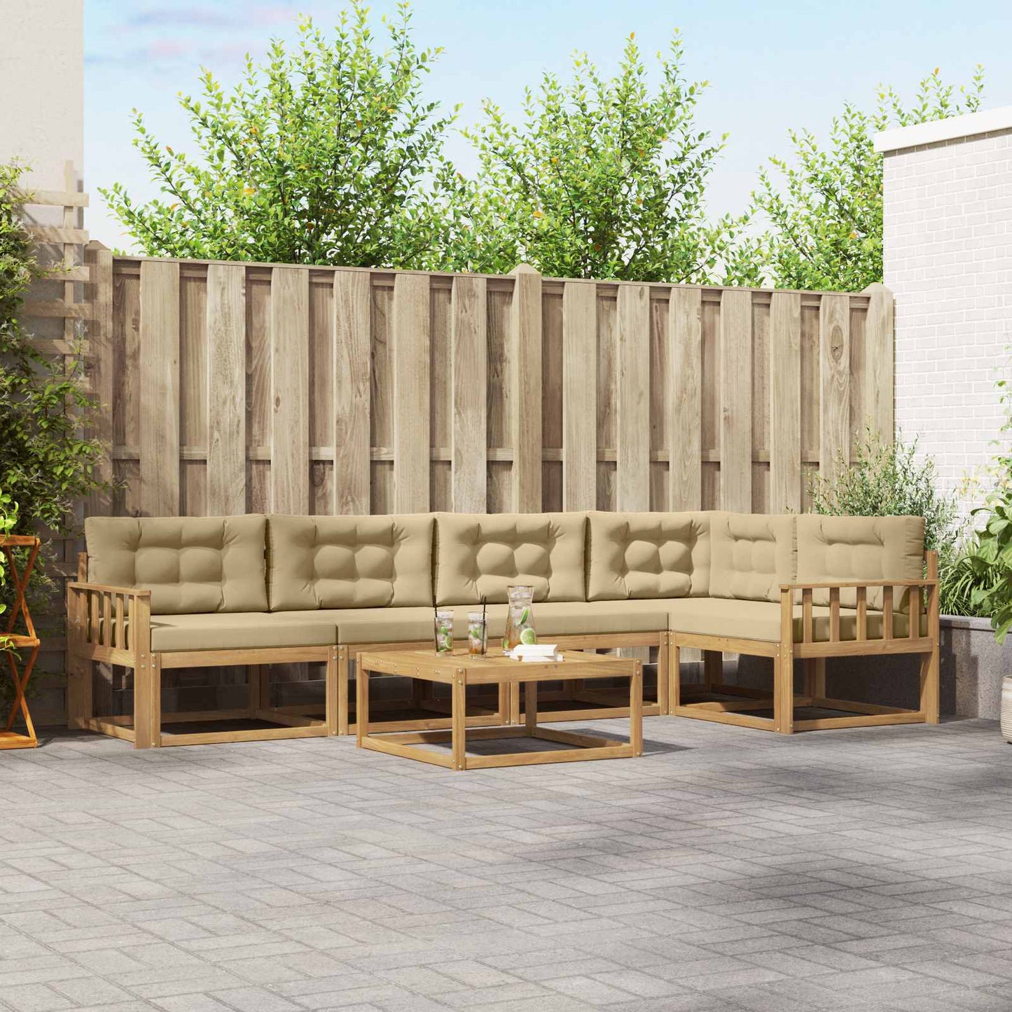 Udendørs Sofagruppe Med Pude 6 Dele - Variant 3386477