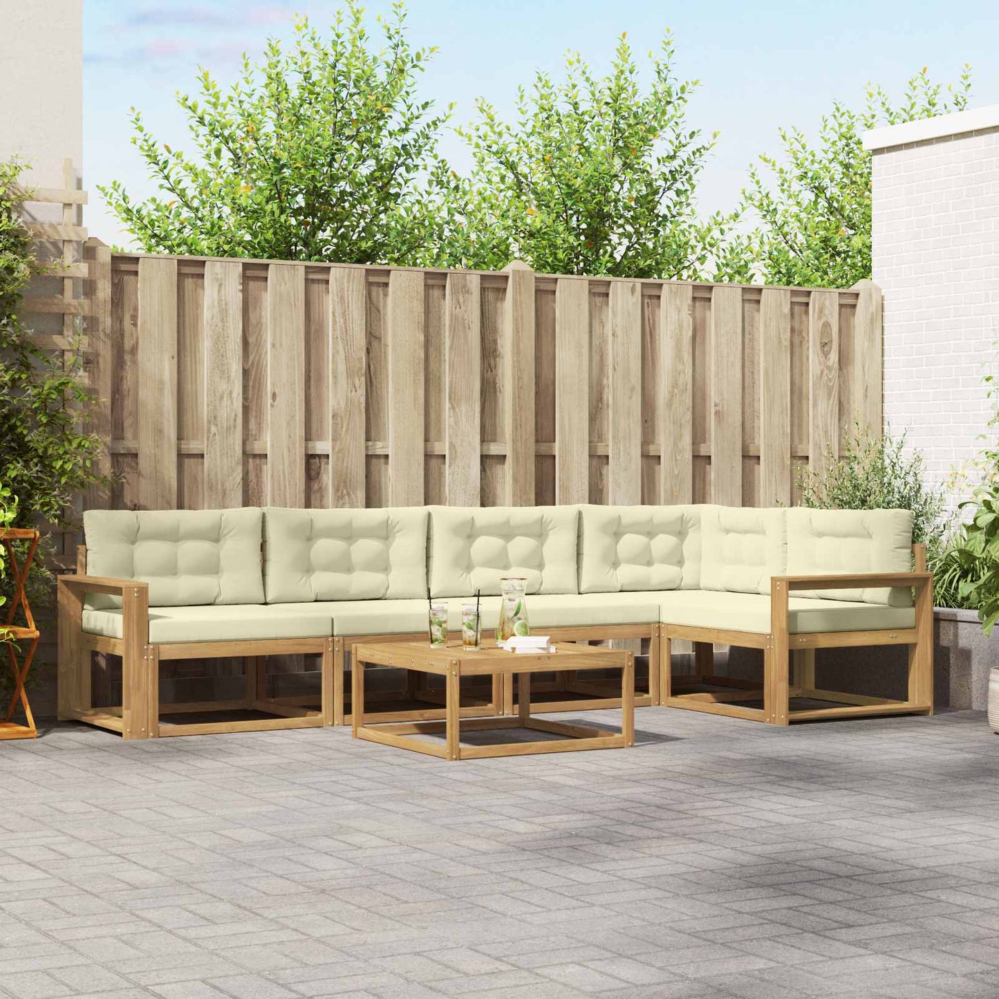 Udendørs Sofagruppe Med Pude 6 Dele - Variant 3386484