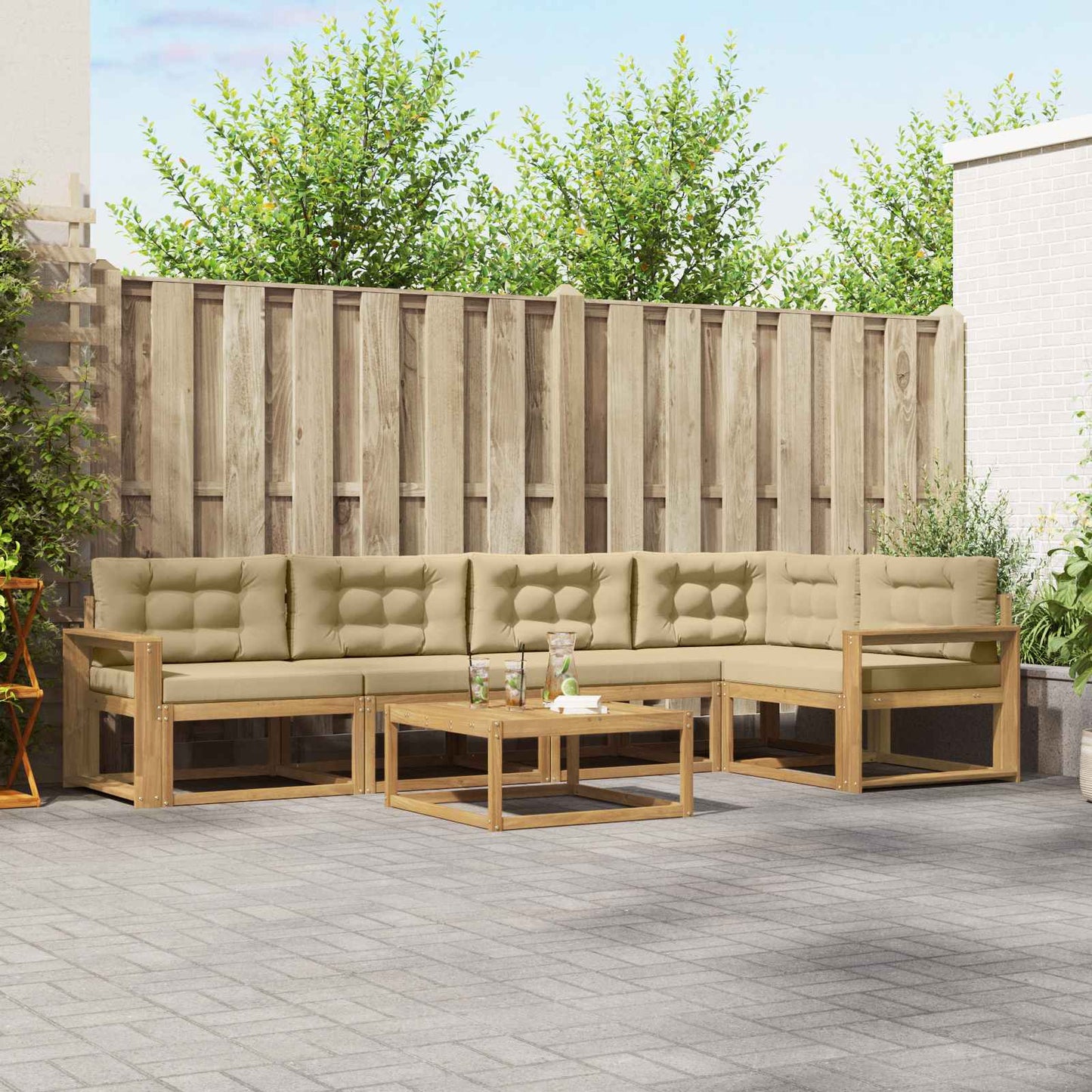 Udendørs Sofagruppe Med Pude 6 Dele - Variant 3386487