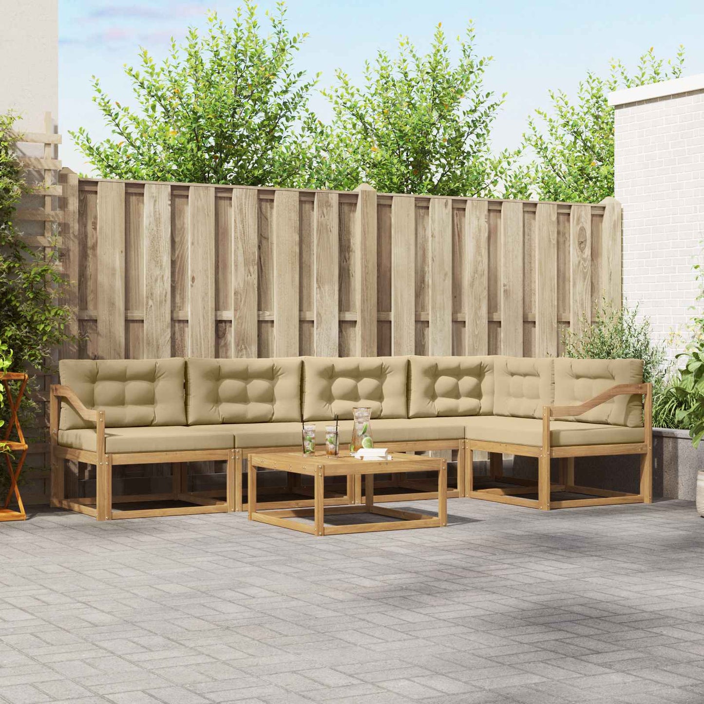 Udendørs Sofagruppe Med Pude 6 Dele - Variant 3386497