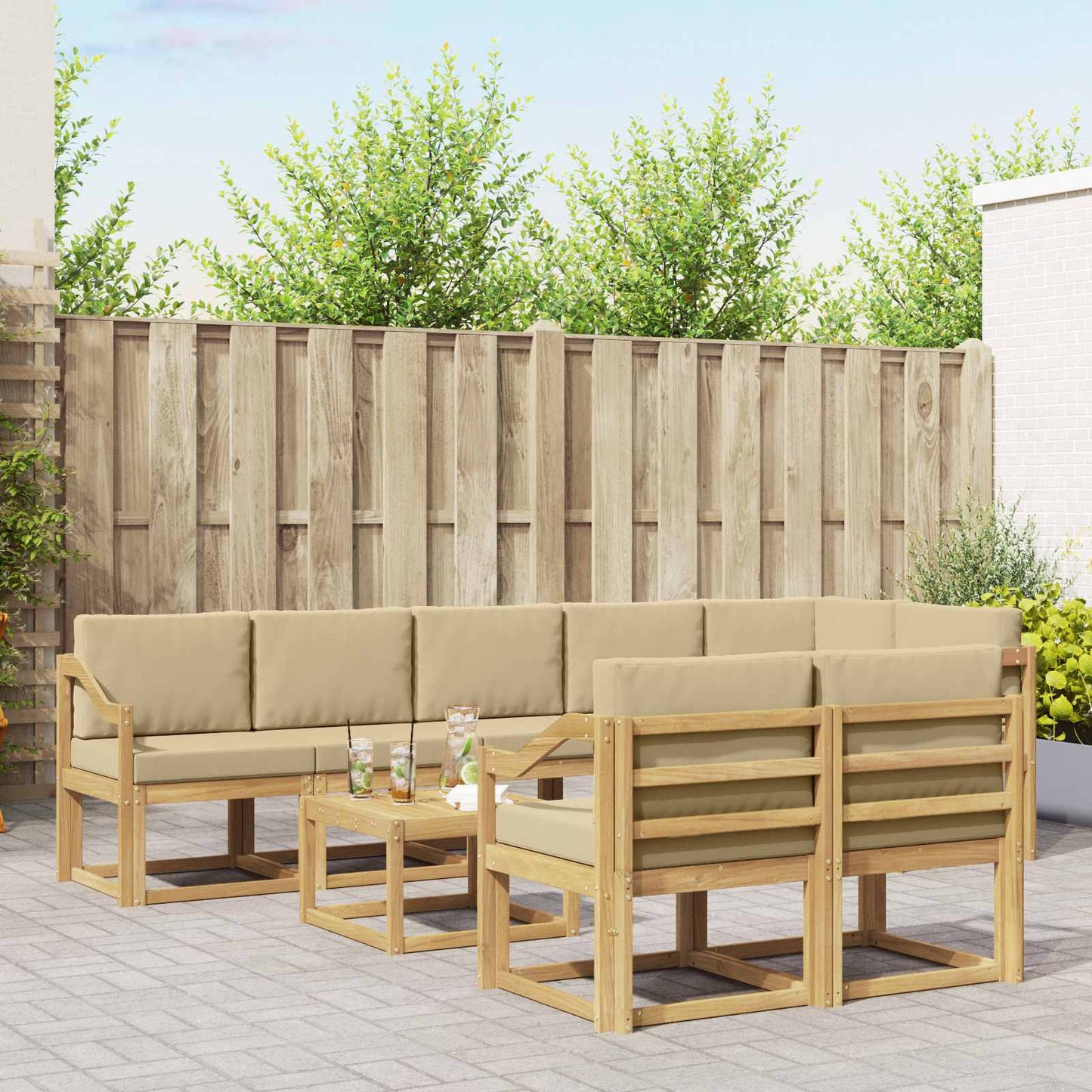 Udendørs Sofagruppe Med Pude 9 Dele - Variant 3387857