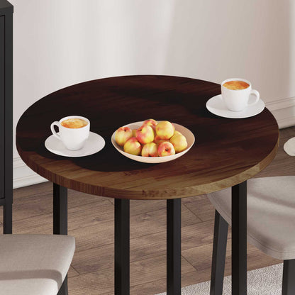 Bordplade Mørk Ø 70 X 2,5 Cm Massivt Eg Træ - Billede 4