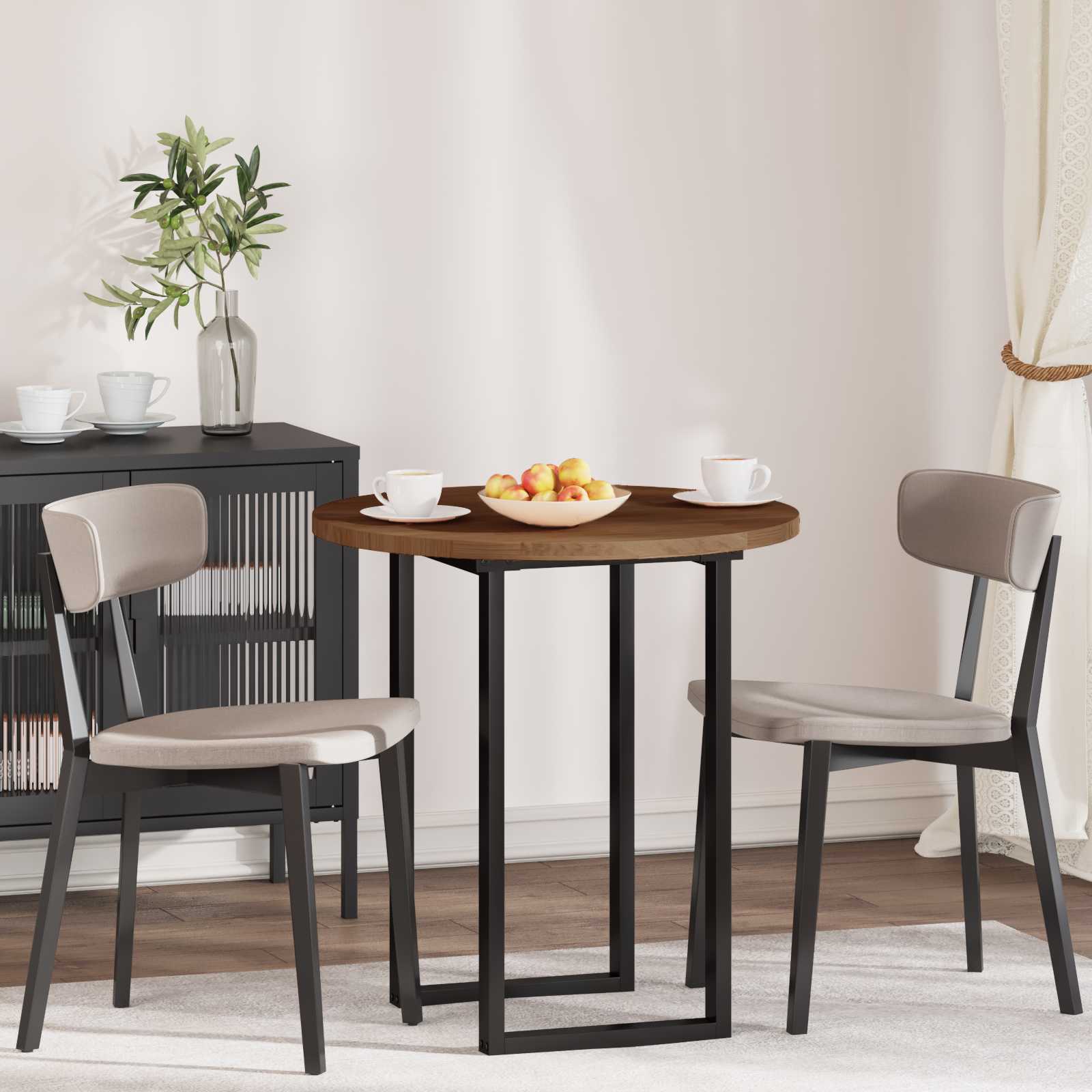 Bordplade Mørk Ø 70 X 2,5 Cm Massivt Eg Træ - Hovedbillede