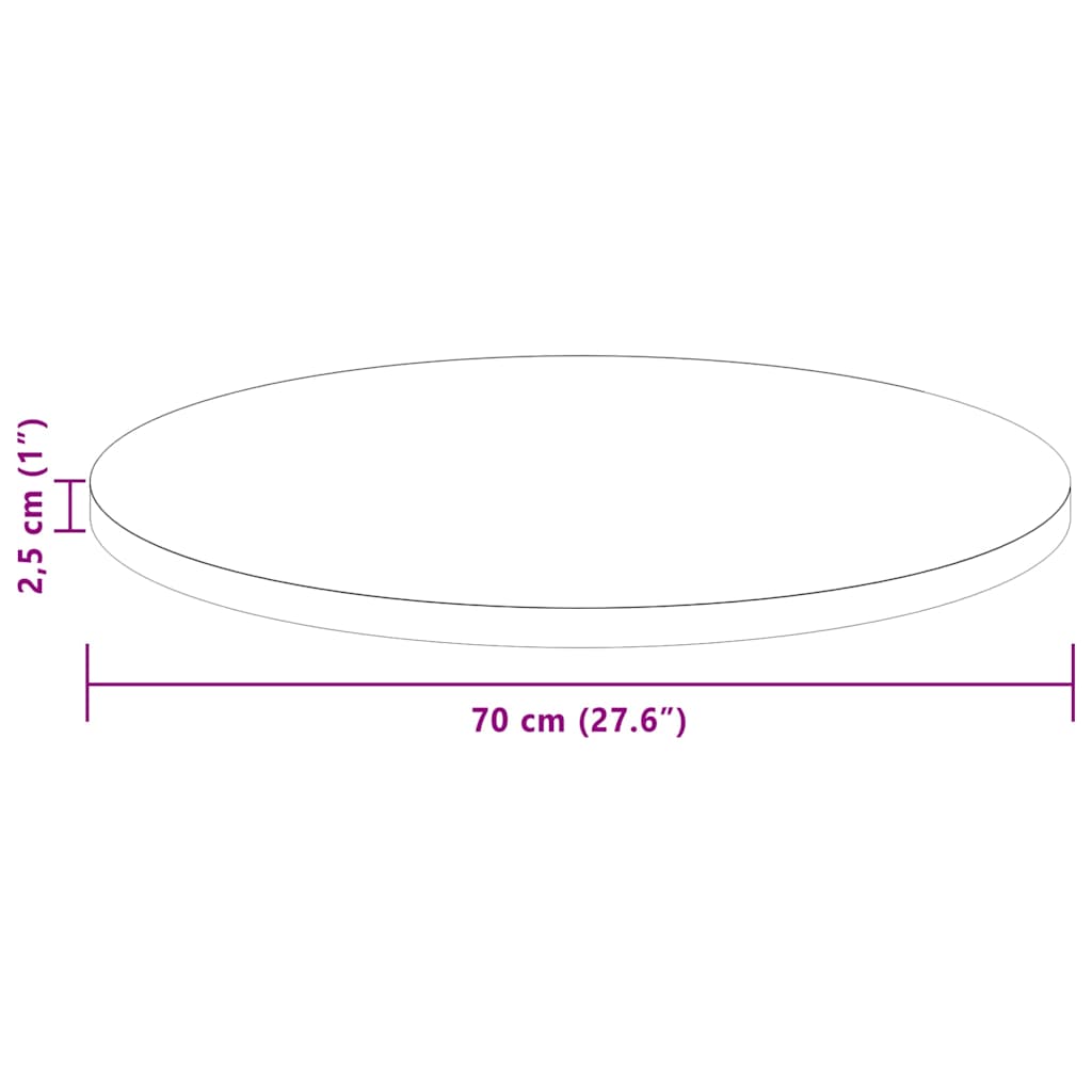 Bordplade Mørk Ø 70 X 2,5 Cm Massivt Eg Træ - Billede 8