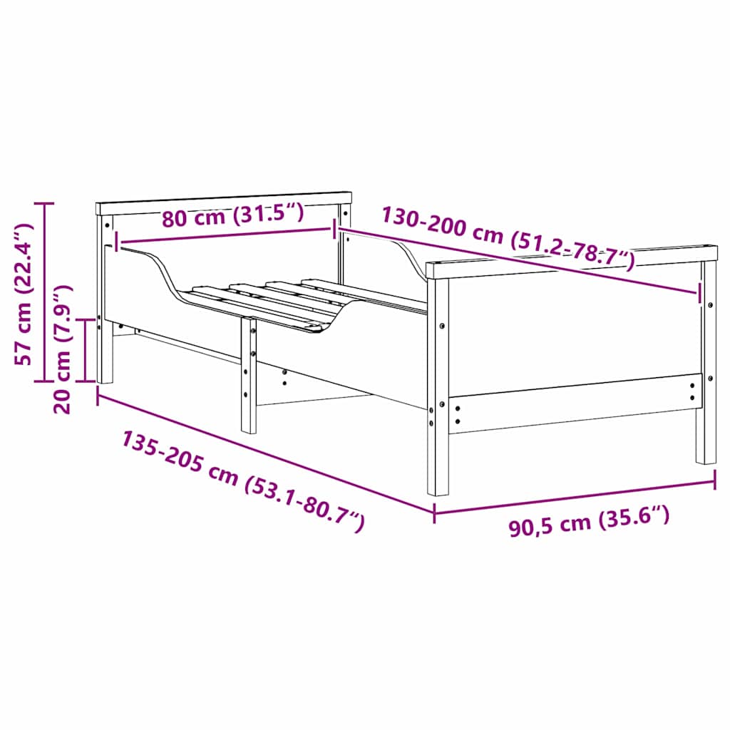 Udvidelig Sengestel Til Børn Other Hvid 80 130 / 165 / 200 Cm - Billede 11