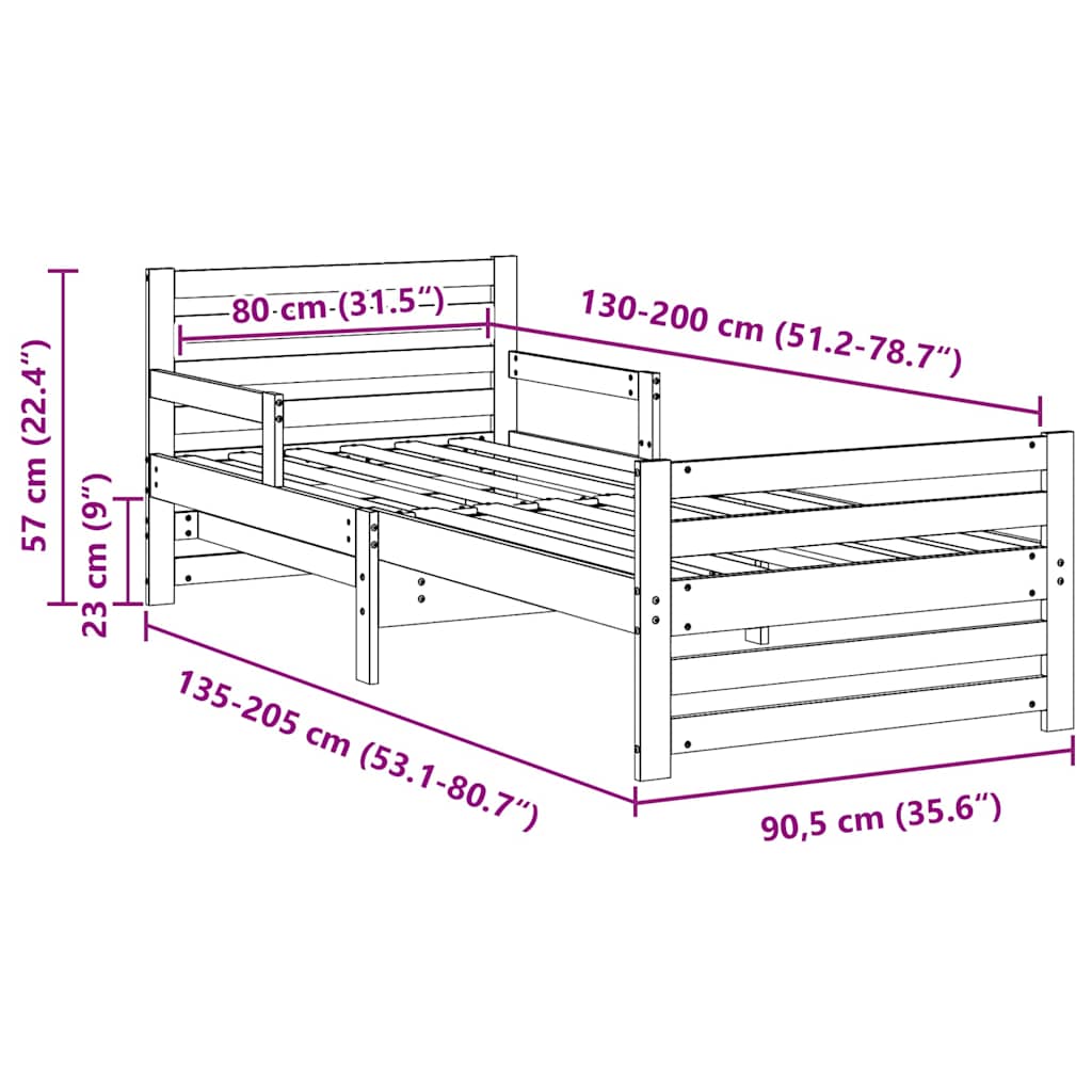Udvidelig Sengestel Til Børn Other Hvid 80 130 / 165 / 200 Cm - Billede 11