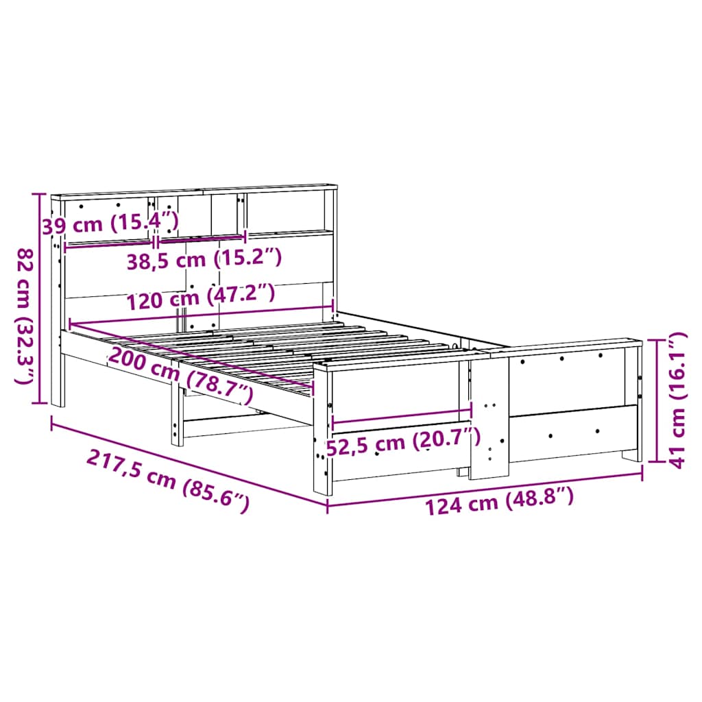 Sengestel Med Hovedgærde Brun 120 X 200 Cm Massivt Fyrretræ - Billede 10