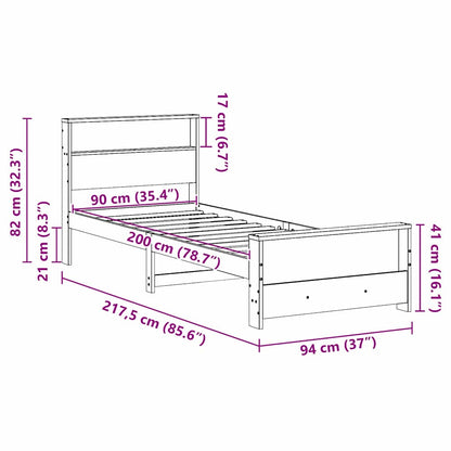 Sengestel Med Hovedgærde Brun 90 X 200 Cm Massivt Fyrretræ - Billede 10