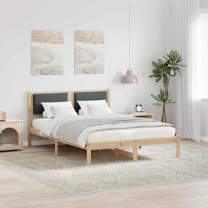 Sengestel Med Hovedgærde Mørkegrå 160 X 200 Cm Massiv Fyrretræ - Hovedbillede