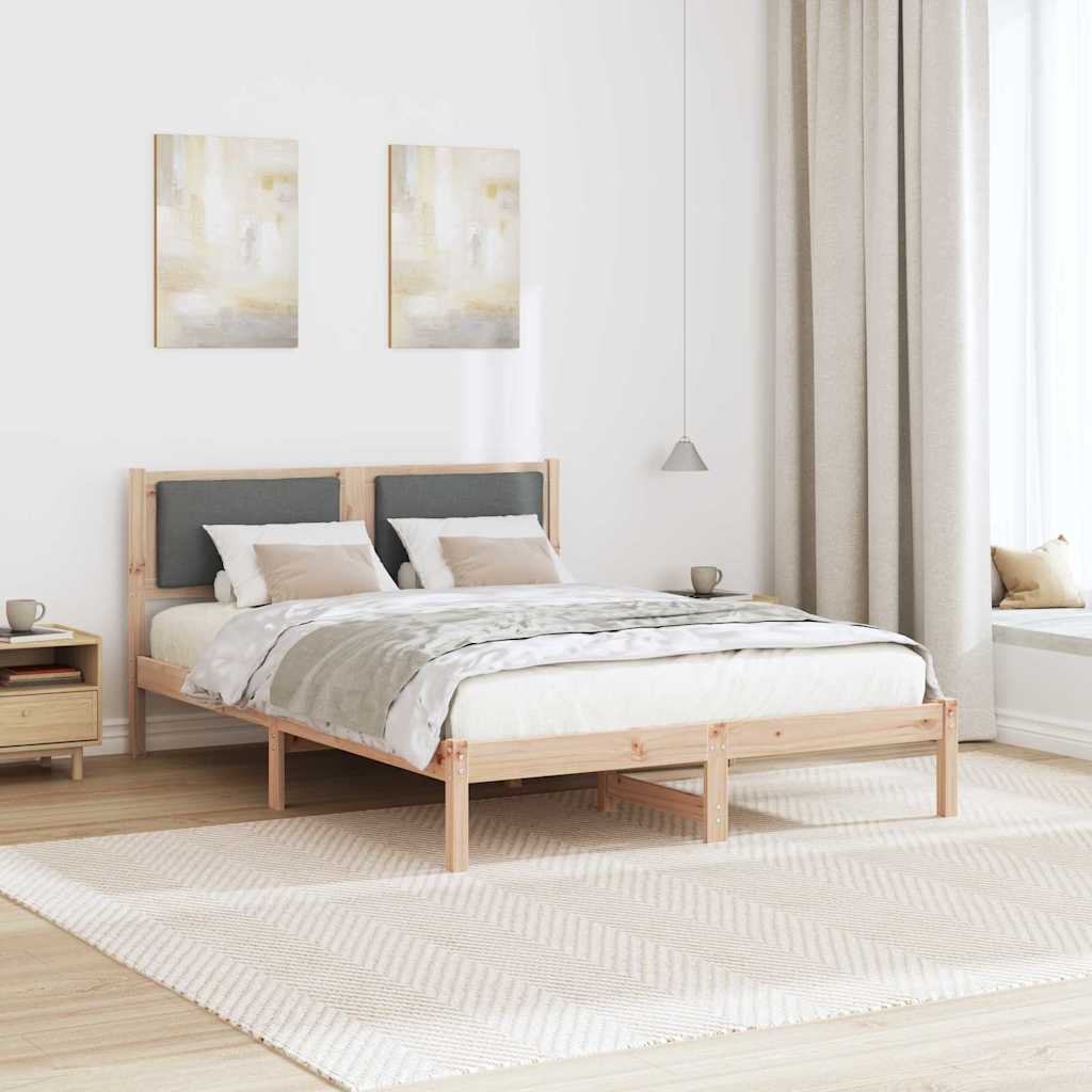 Sengestel Med Hovedgærde Mørkegrå 160 X 200 Cm Massiv Fyrretræ - Billede 4