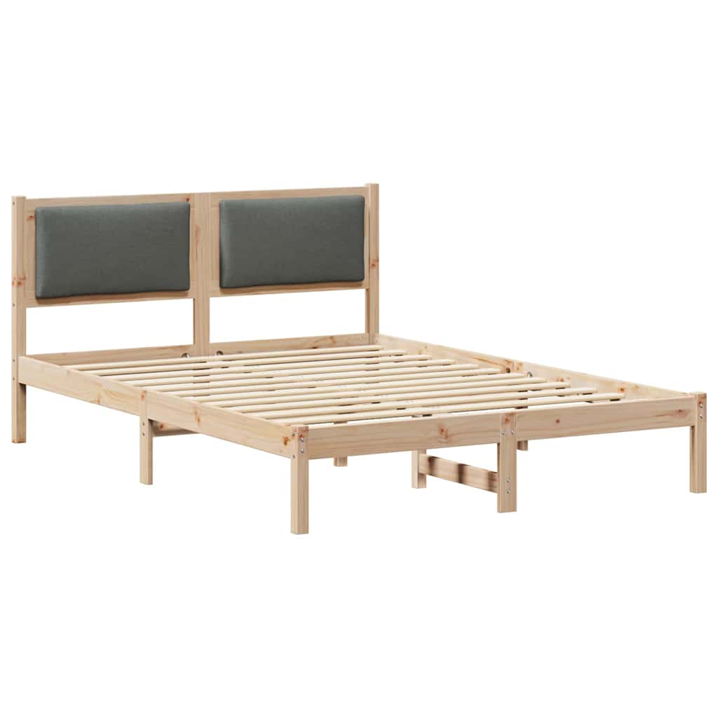 Sengestel Med Hovedgærde Mørkegrå 160 X 200 Cm Massiv Fyrretræ - Billede 2