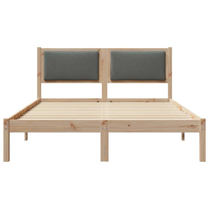 Sengestel Med Hovedgærde Mørkegrå 160 X 200 Cm Massiv Fyrretræ - Billede 5