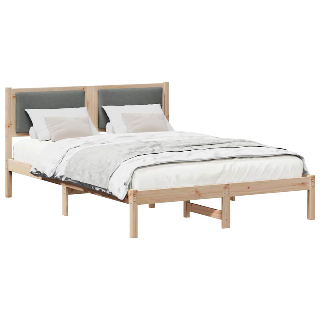 Sengestel Med Hovedgærde Mørkegrå 160 X 200 Cm Massiv Fyrretræ - Billede 3