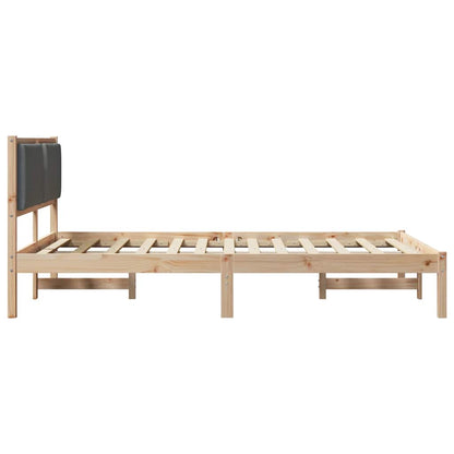 Sengestel Med Hovedgærde Mørkegrå 160 X 200 Cm Massiv Fyrretræ - Billede 6