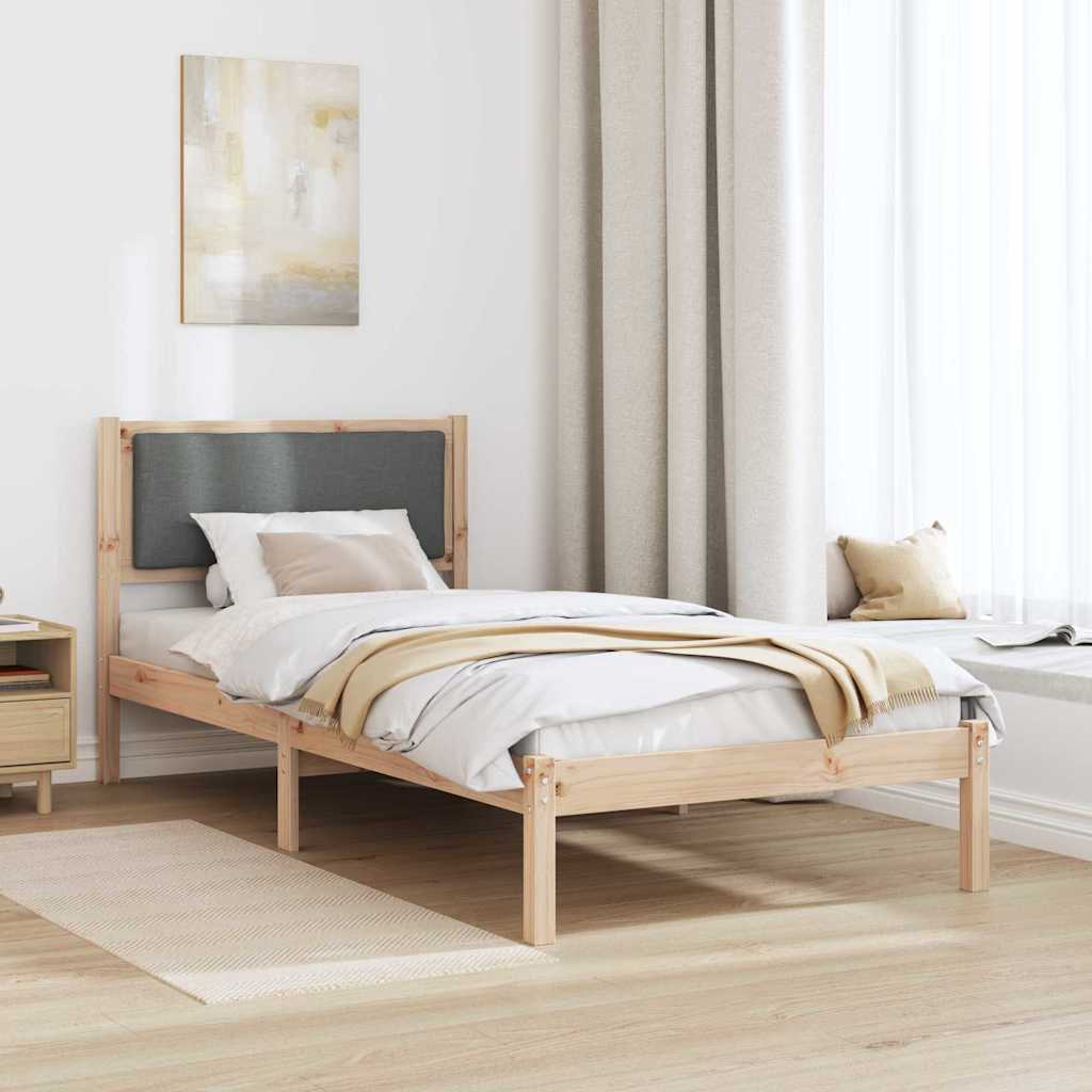 Sengestel Med Hovedgærde Mørkegrå 90 X 200 Cm Massiv Fyrretræ - Billede 4