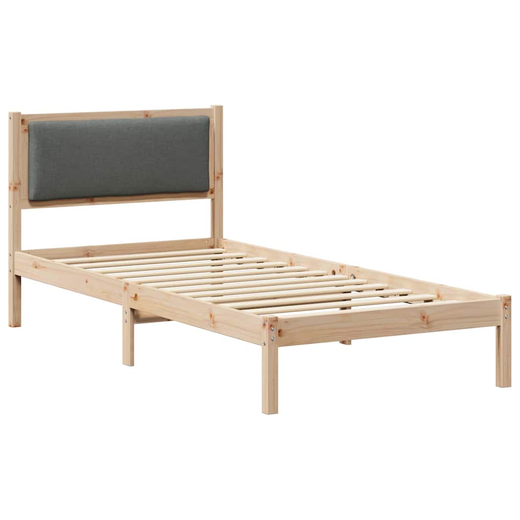 Sengestel Med Hovedgærde Mørkegrå 90 X 200 Cm Massiv Fyrretræ - Billede 2