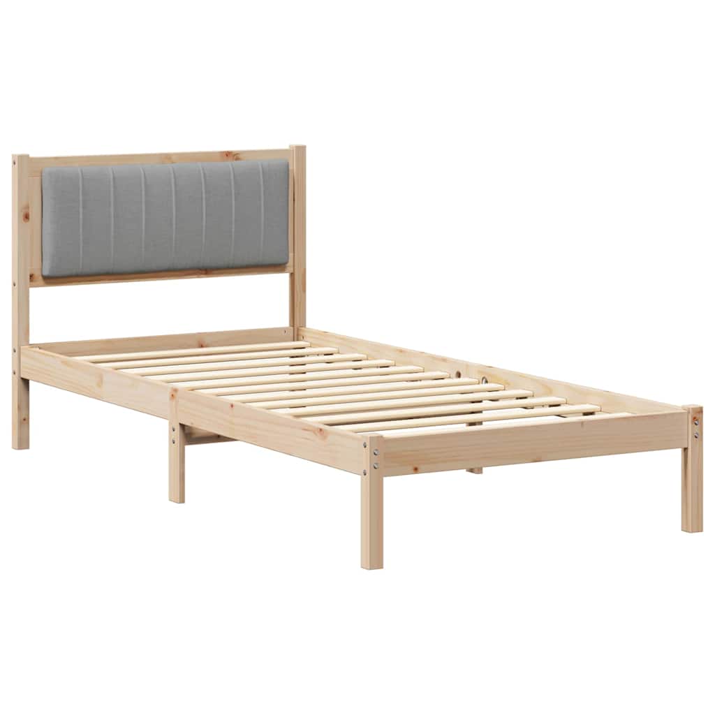 Sengestel Med Polstret Hovedgavl Lysegrå 90 X 190 Cm - Billede 2