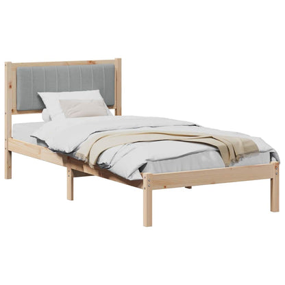 Sengestel Med Polstret Hovedgavl Lysegrå 90 X 190 Cm - Billede 3