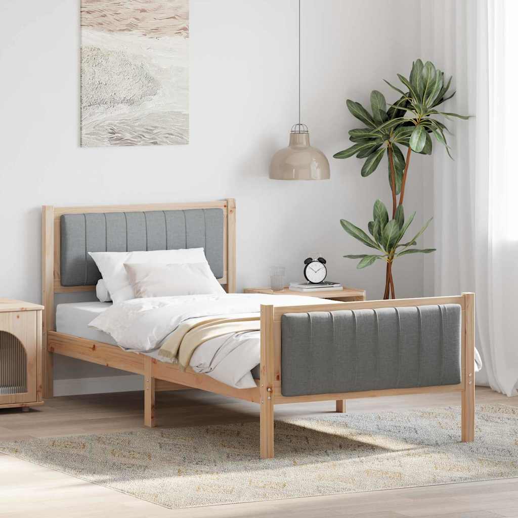 Sengestel Og Lys Grå 90 X 200 Cm Massivt Fyrretræ - Hovedbillede