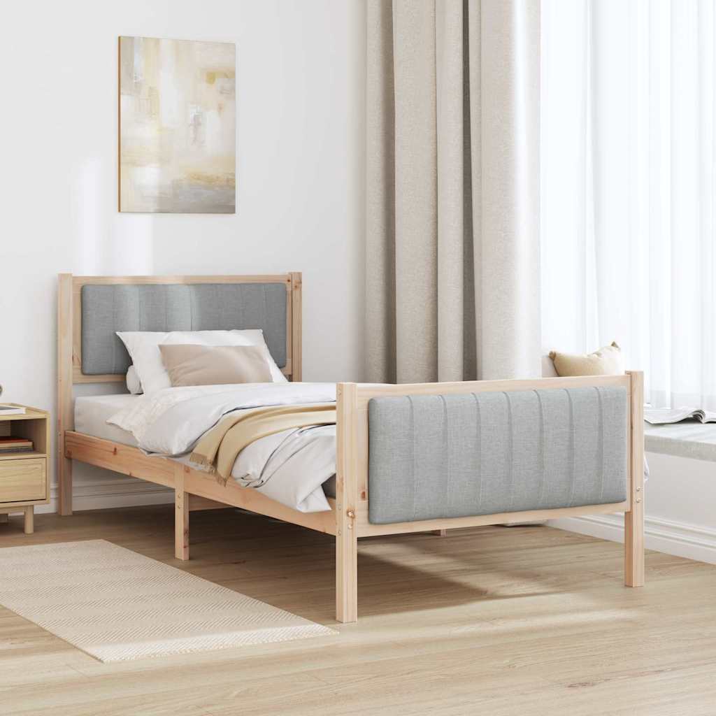 Sengestel Og Lys Grå 90 X 200 Cm Massivt Fyrretræ - Billede 4