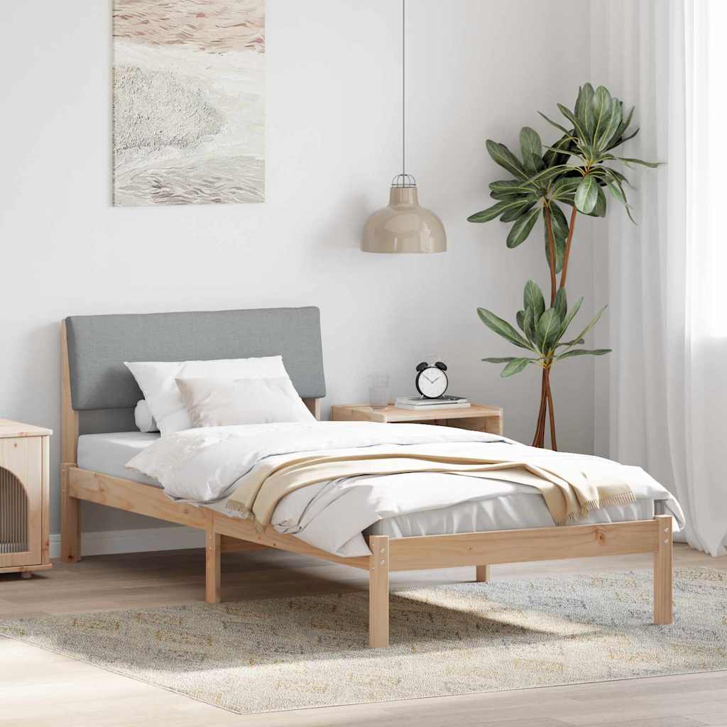 Sengestel Og Lys Grå 90 X 200 Cm Massivt Fyrretræ - Hovedbillede