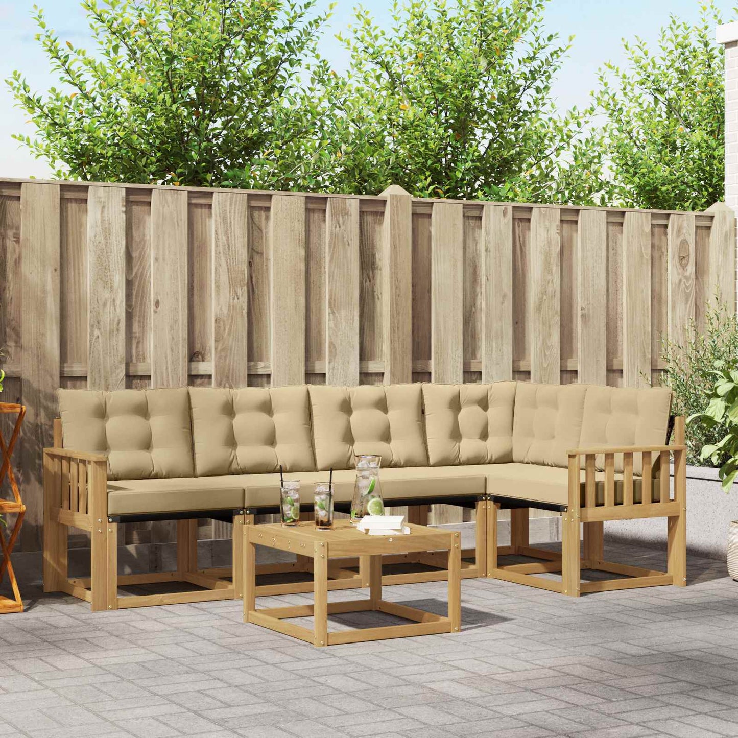 Udendørs Sofagruppe Med Pude 6 Dele - Variant 3389499
