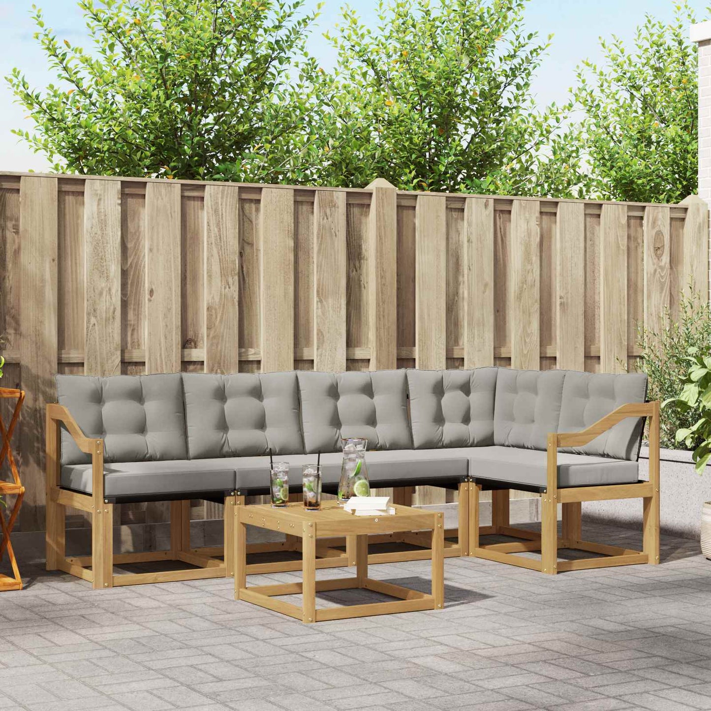 Udendørs Sofagruppe Med Pude 6 Dele - Variant 3389509