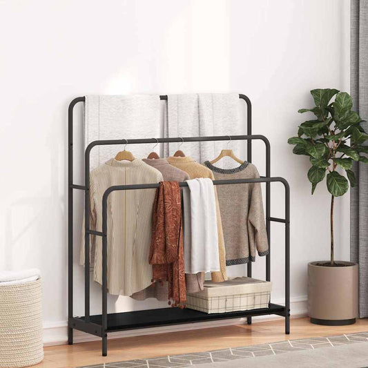 Tøjstativ Med Hylde Sort Eg 90 X 30 X 100.5 Cm Konstrueret Træ - Hovedbillede