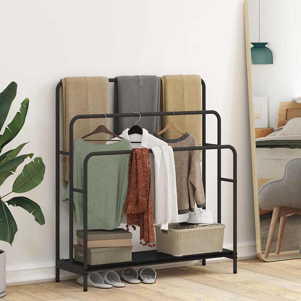 Tøjstativ Med Hylde Sort Eg 90 X 30 X 100.5 Cm Konstrueret Træ - Billede 4