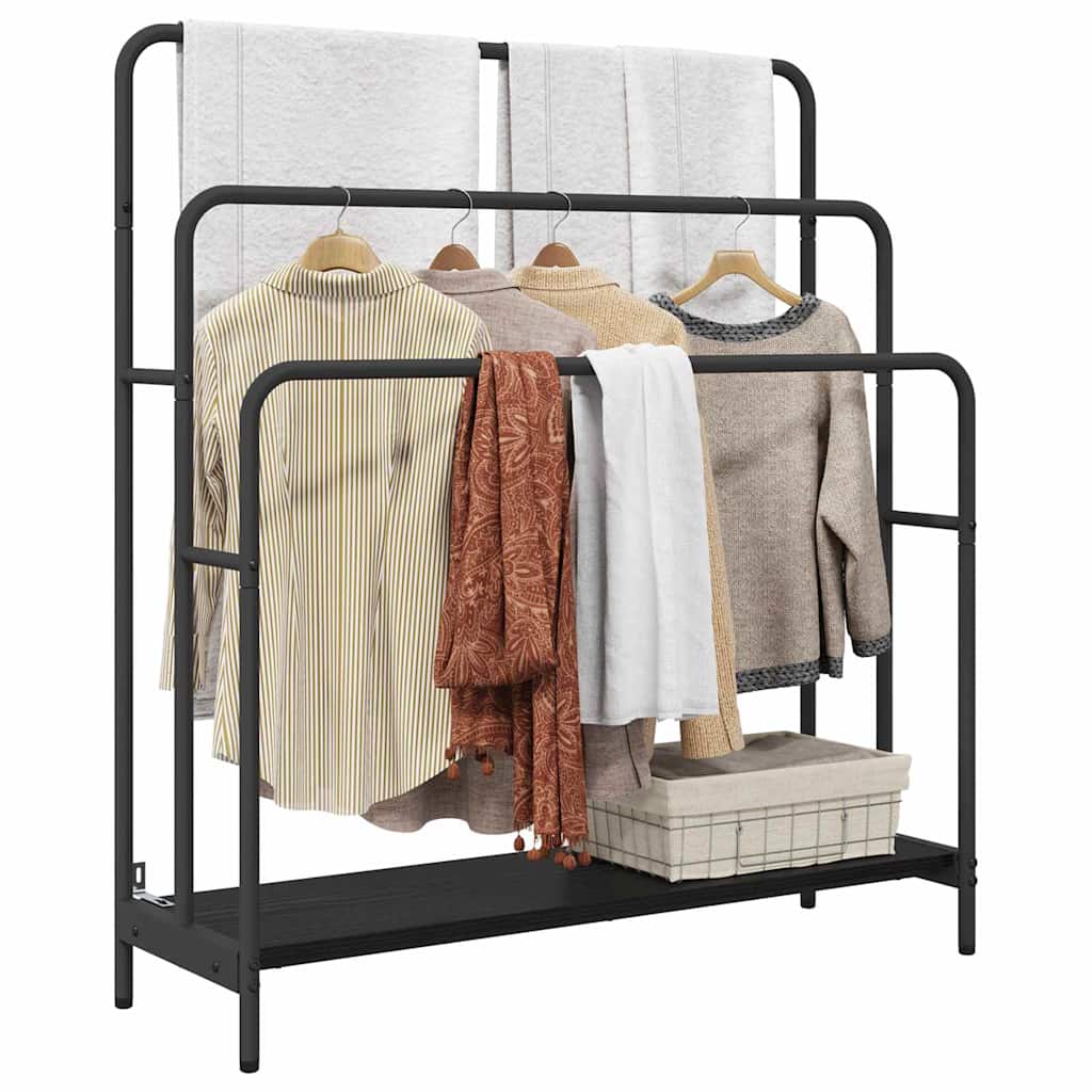Tøjstativ Med Hylde Sort Eg 90 X 30 X 100.5 Cm Konstrueret Træ - Billede 3