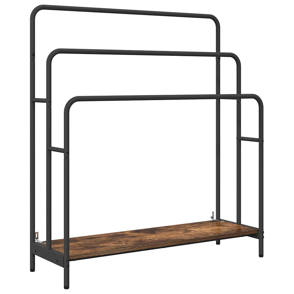 Tøjstativ Med Hylde Røget Eg 90 X 30 X 100.5 Cm Konstrueret Træ - Billede 2