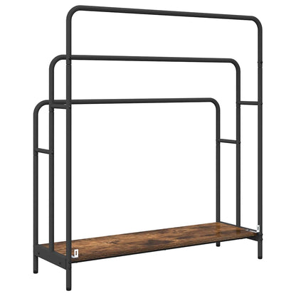 Tøjstativ Med Hylde Røget Eg 90 X 30 X 100.5 Cm Konstrueret Træ - Billede 7