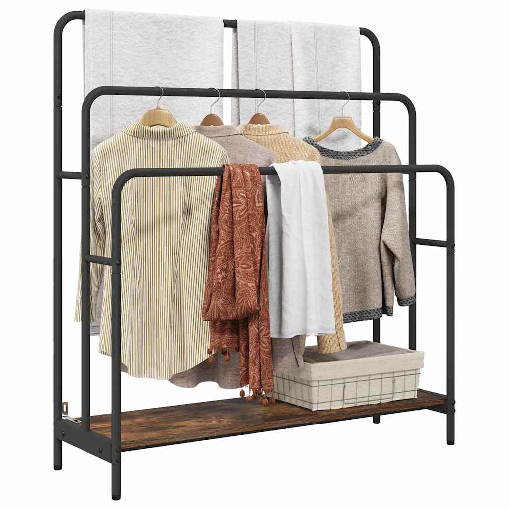 Tøjstativ Med Hylde Røget Eg 90 X 30 X 100.5 Cm Konstrueret Træ - Billede 3