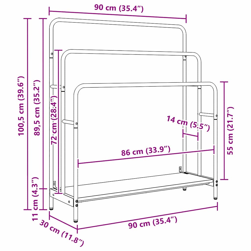 Tøjstativ Gammelt Træ 90 X 30 X 100.5 Cm Konstrueret Træ - Billede 12