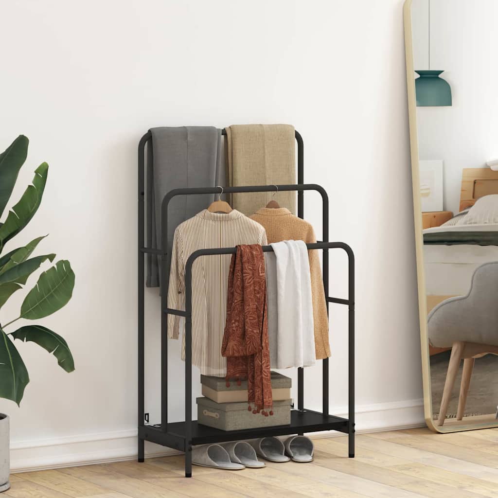 Tøjstativ Med Hylde Sort Eg 60 X 30 X 100.5 Cm Konstrueret Træ - Billede 4