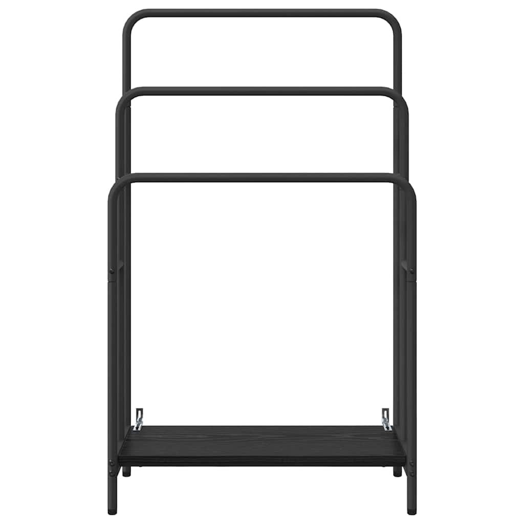 Tøjstativ Med Hylde Sort Eg 60 X 30 X 100.5 Cm Konstrueret Træ - Billede 5