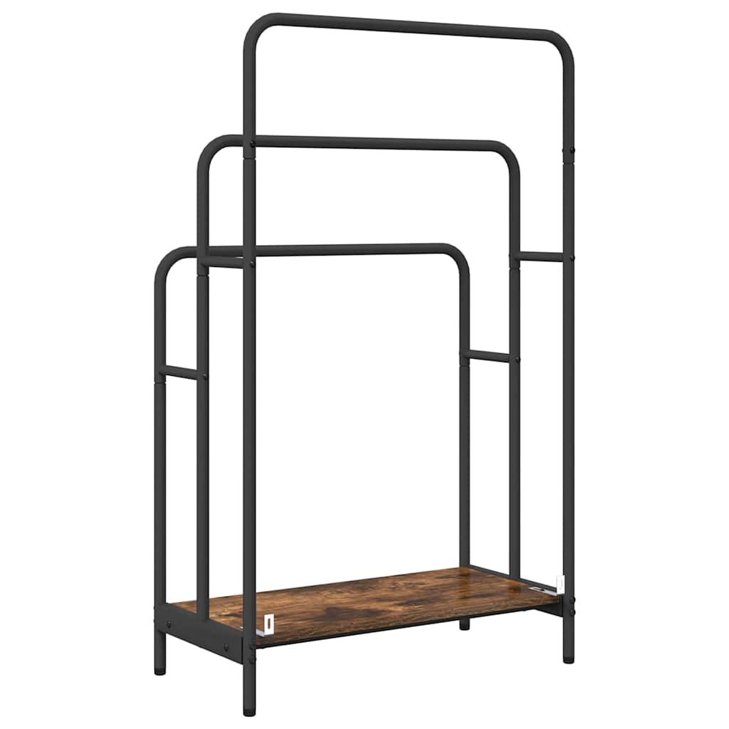 Tøjstativ Med Hylde Røget Eg 60 X 30 X 100.5 Cm Konstrueret Træ - Billede 7